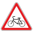 Дорожный знак 1.24 «Пересечение с велосипедной дорожкой или велопешеходной дорожкой» (металл 0,8 мм, I типоразмер: сторона 700 мм, С/О пленка: тип А коммерческая)